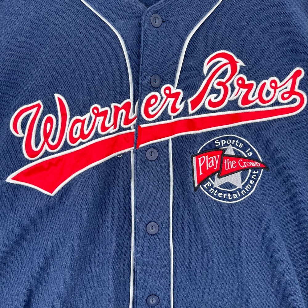 Vintage 1997‎ Warners Bros Looney Tunes Baseball Jersey Adult XL Navy Blue